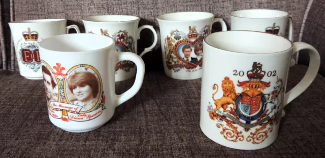 6 x Various Royal Wedding/Jubilee Commemorative Mugs