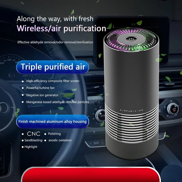 Mini Portable Car Air Purifier HEPA Filter Sanitizer GXXPA Dust Smoke E9Y2
