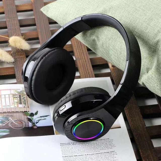Bluetooth 5.0 Wireless Earphones LED Foldable Headset Stereo Headphones with Mic