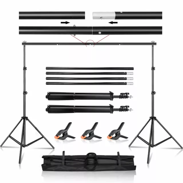 10Ft Adjustable Photography Background Support Stand Photo Crossbar Backdrop Kit