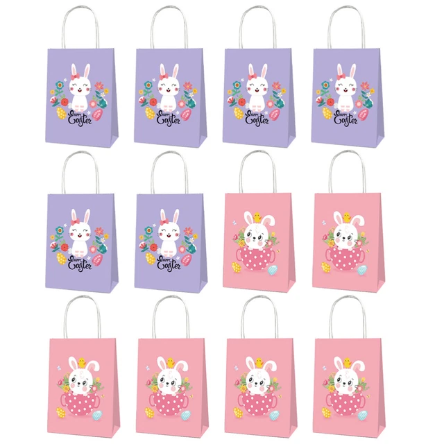12 piezas Delicada Conejo de Pascua Colorida Bolsa de Papel Bolsa de Regalo Bolsa de Embalaje de Pascua