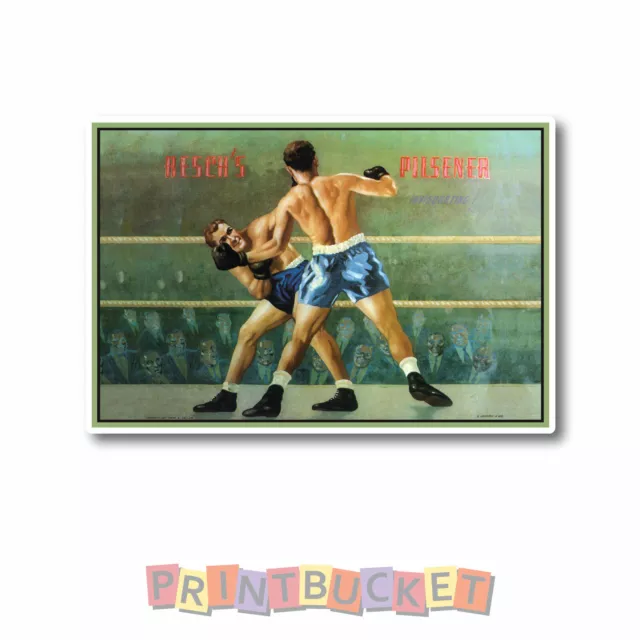 Resch's Boxing sticker A4 quality waterproof vinyl beer fridge man cave