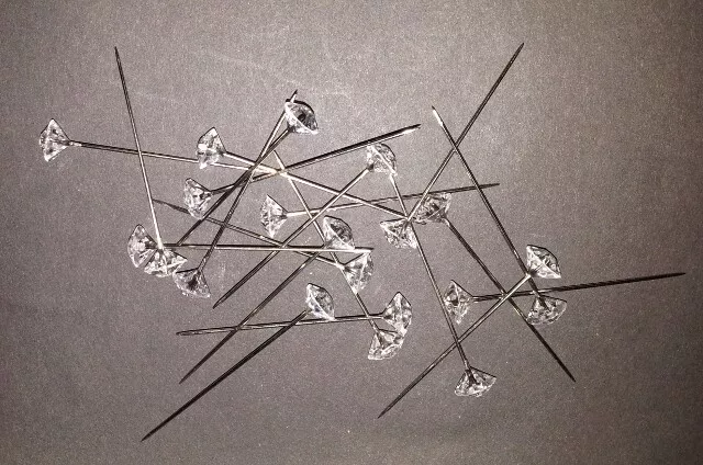 40 pasadores de acrílico cabeza de diamante cristalino