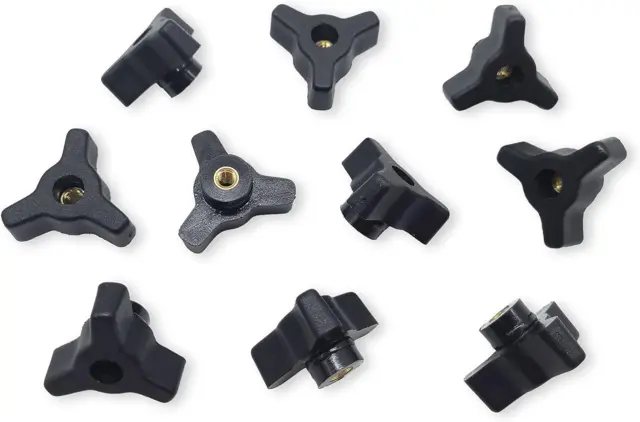 Taytools 770405 Lot 10 Each 1/4-20 Female Thread Tri-Star Knobs 1-1/2 Inch Wide