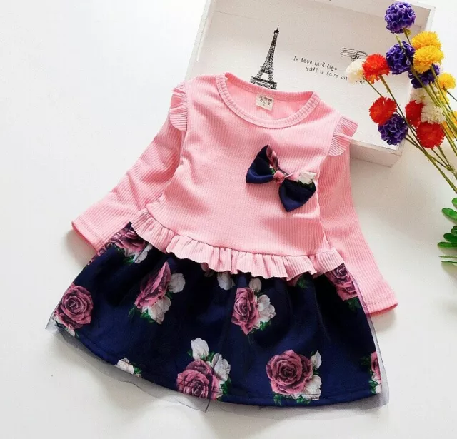 Abito bambina neonata 1-4 anni 2 colore  inverno dress girl Narale