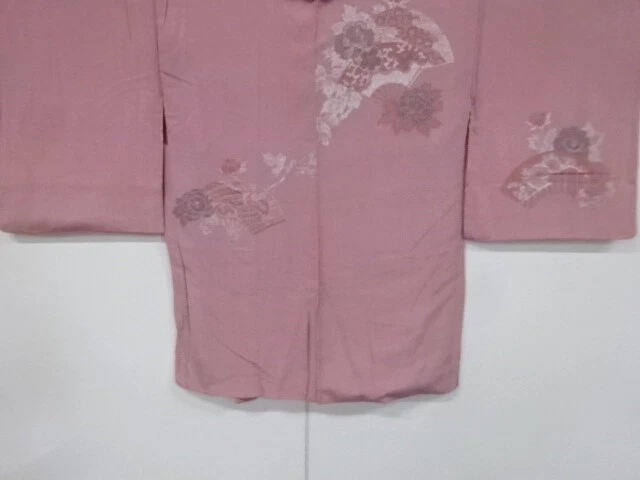 6135617: Japanese Kimono / Antique Haori / Urushi / Woven Floral Fan Pattern