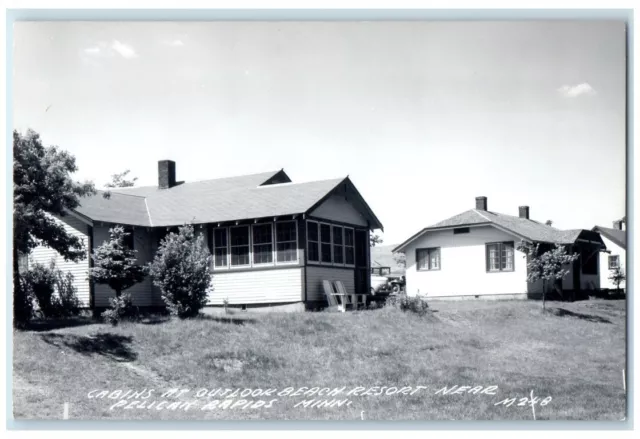 c1940's Outlook Beach Resort Cabins Near Pelican Rapids MN RPPC Photo Postcard