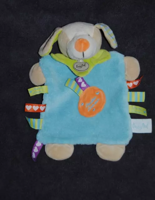 Doudou D'amour Chien Plat BABY'NAT BABYNAT BN751 Bleu Vert Zetik't Orange TTBE