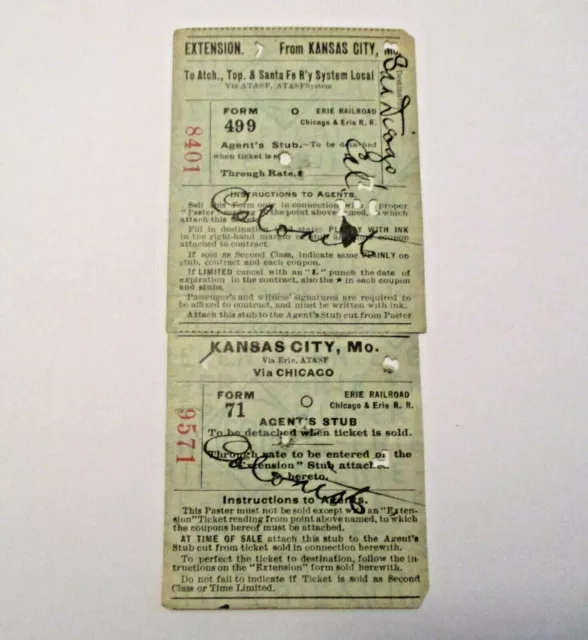 ANTIQUE 1908 ATCH. TOP. & SANTA FE RAILWAYS RAILROAD TICKET ~ K.C. to CHICAGO