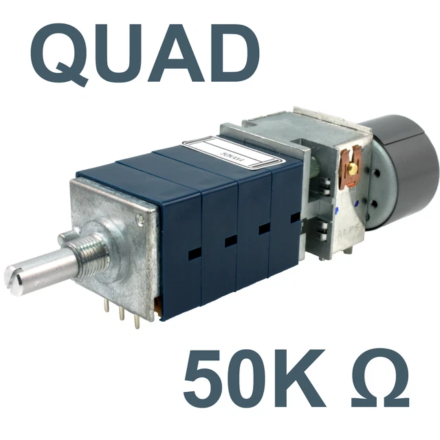ALPS 50K QUAD Potentiometer motorised logarithmic audio RK27 RK27114MC