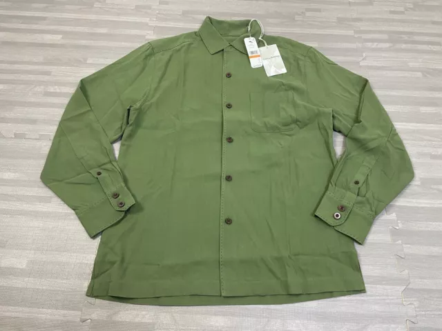 TOMMY BAHAMA CATALINA Twill Rockwell Green Silk Shirt Men Small