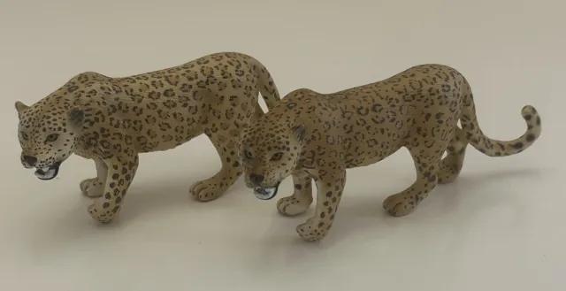 Schleich Leopard Wild Big Cat Animal Figure Retired Collectible Toy (Lot of 2)