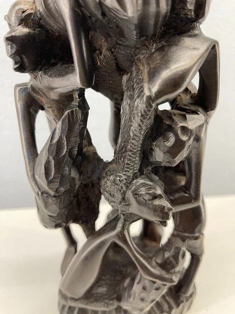 Hand Carved African Tribal Iron Wood Figures Sculpture Made in Kenya