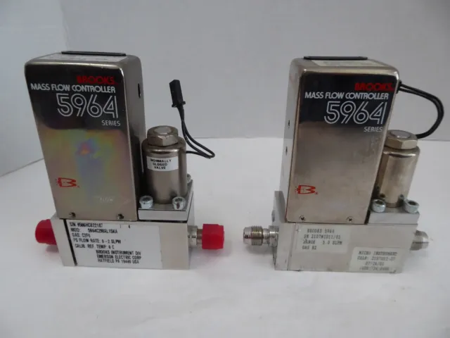 Lot of 2 Brooks 5964 Series Mass Flow Controller - Untested, For Parts of Repair