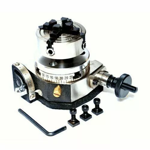 4"-100mm Rotary Table Tilting 4 slot + 4Jaw Self Centering LatheChuck+Backplate. 3