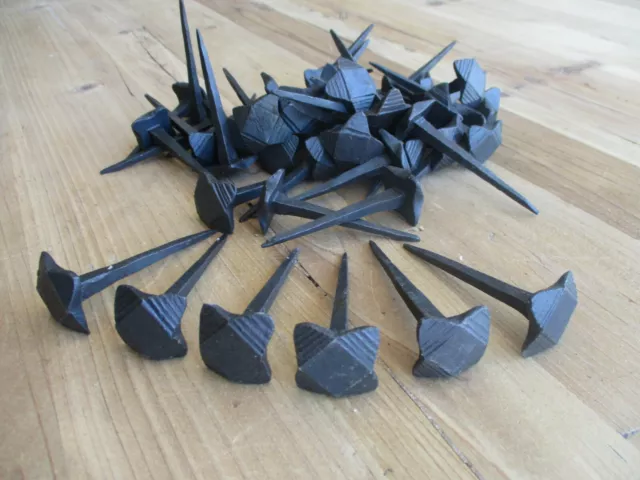 15 Nails Coat Hooks Hand Forged 1" Black 3" Long Tack Craft Angled Hook