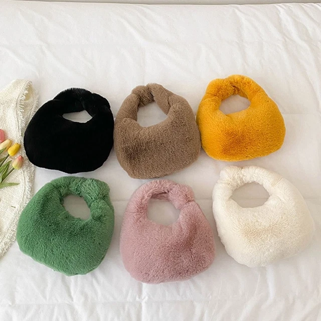 chaude Furry Sacs à main en fourrure Poignet Sacs Sac Demi Lune Porte-monnaie