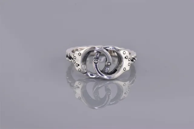 Silver Phantom Sterling Silver Handcuffs Linked Band Ring 925 Sz: 8