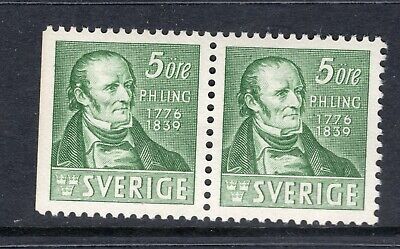 Sweden 1939 P H Ling Scarce Perf Combo Pair Scott 290 4+3 Facit 318Bc Perfect Nh
