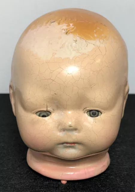 Antique Vintage Creepy Baby Doll Head Moving Eyes Patina Halloween Parts