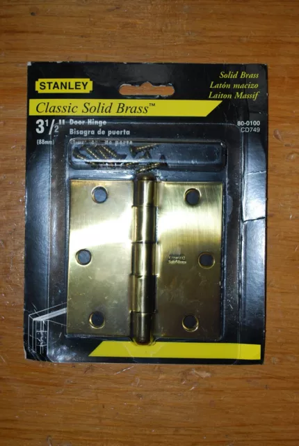 Usa Made Stanley Classic Solid Brass 3 1/2" Door Butt Hinge 80-0100