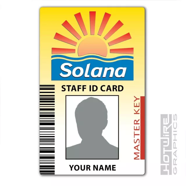 PERSONALISED Printed Novelty ID- BENIDORM TV Series Solana Hotel Pass Card