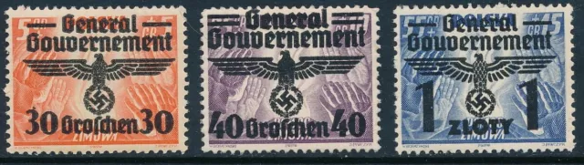 Stamp Germany Poland General Gov't Mi 030-2 Sc N48-50 1940 WWII War Era MNH