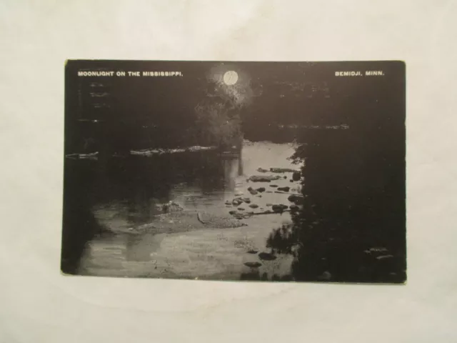 Minnesota Postcard Moonlight on the Mississippi Bemidji MN