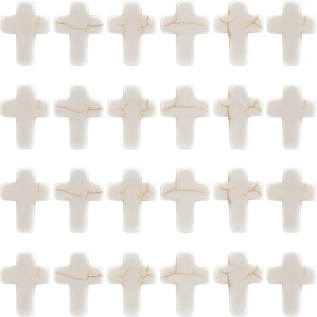100Pcs White White Turquoise Cross Beads Mini Cross Beads Dangle  for Bracelet