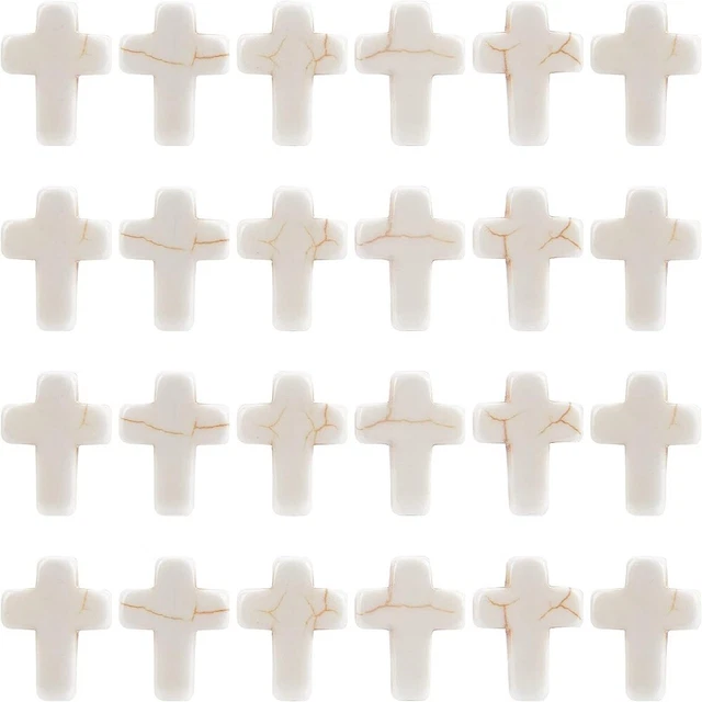 100Pcs White White Turquoise Cross Beads Mini Cross Beads Dangle  for Bracelet
