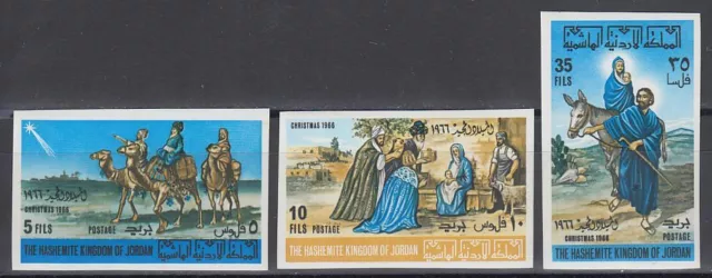 Jordanien Jordan 1966 ** Mi.629/31 B Weihnachten Christmas Maria Josef Religion