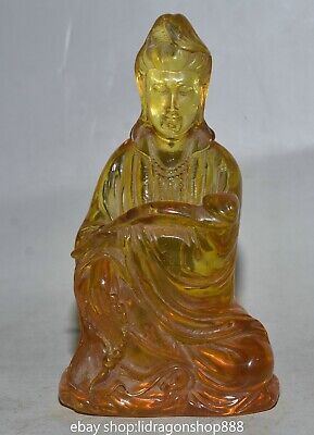 6 "vieux chinois rouge ambre sculpture Feng Shui Kwan-yin Guan Yin déesse Statue