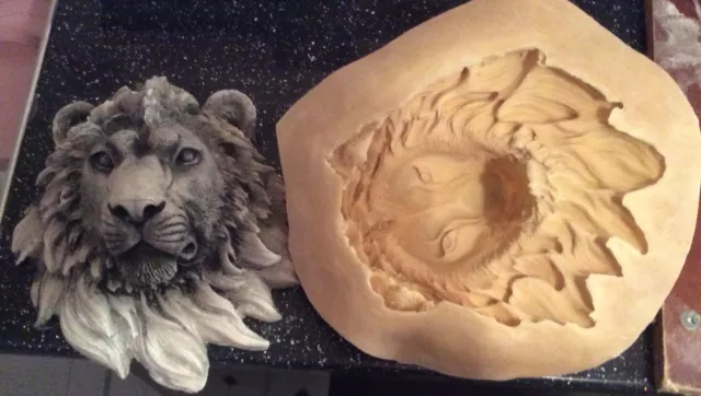 Latex Mould To Make Detailed 3D Lion Head Wall Plaque for Plaster or Concrete