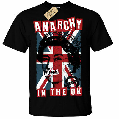 Mens Union Jack T-Shirt Anarchy in The UK Punk Rock rotten uk flag