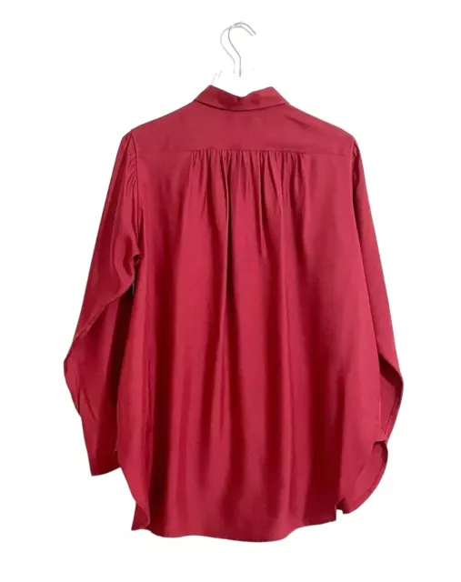 Rag & Bone Silk Button Up Shirt Rolled Sleeve Tunic deep Red SZ 6 $395 3