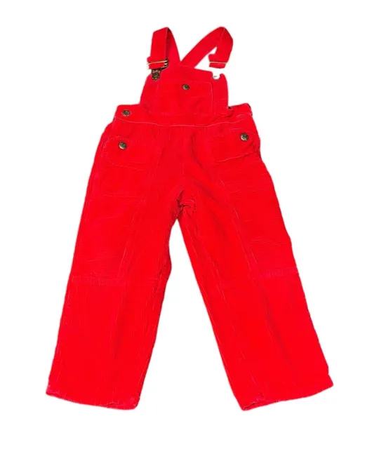 Vintage Happy Kids Red Corduroy Overalls Unisex Kids Size 3 Cotton