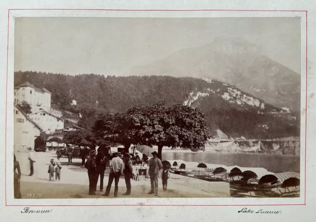 SUISSE Brunnen Lac de Lucerne c1880 et Gersau c1900 Deux Photos Vintage 