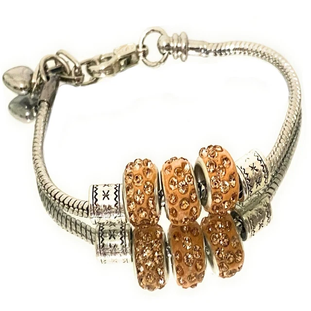 Bracciale tipo pandora da donna con charms di zirconi braccialetto catena snake
