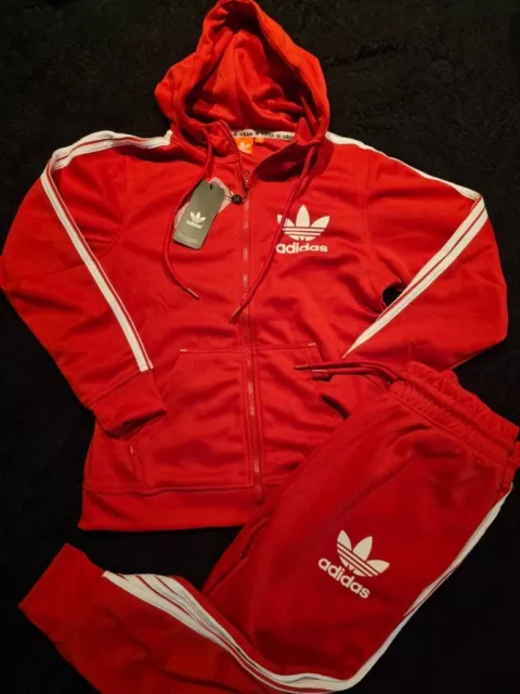 TEEN  Adidas Originals Trefoil Tracksuit (YOUTH)RED Sweatsuit Size MEDIUM