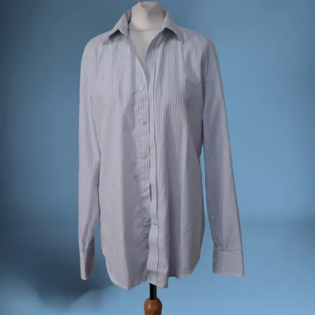 Jeff Banks Blue White Striped Tailored Fit Shirt Mens Size 16" Collar (GY02)