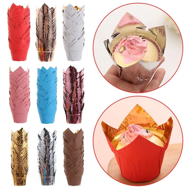 BAKEWARE CUPCAKE LINERS Cake Muffin Cups Greaseproof Paper Tulip Baking
