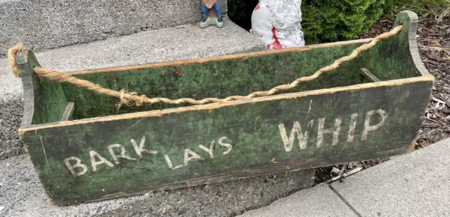 1850-70 Primitive Painted Whip Salesman’s Carrier Box, Lace Bark Whips, History