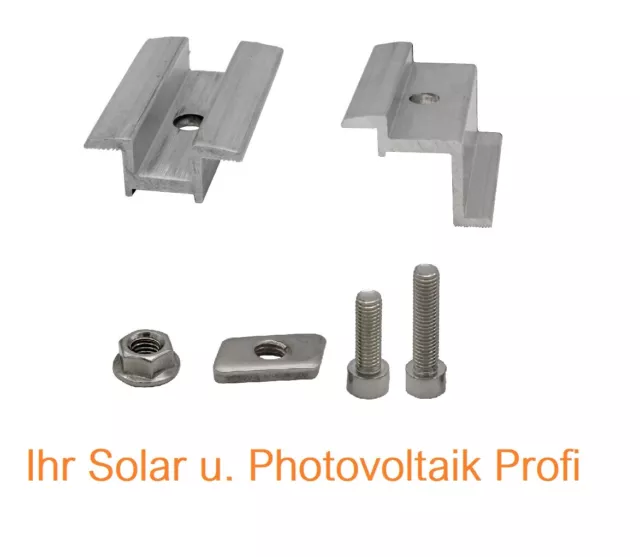 10x Photovoltaik Endklemme Mittelklemme Rahmenhöhe 30, 35, 40mm Solar Montage