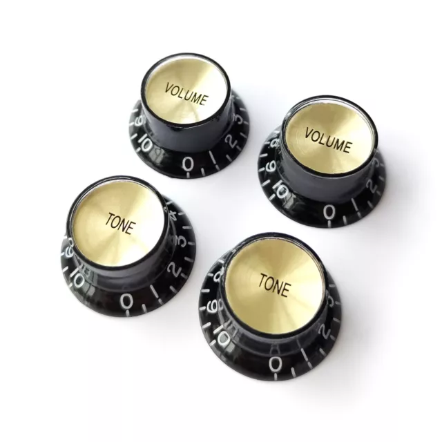 Top Hat Bell Reflector Knobs – Volume Tone  for Gibson & Epiphone - Black Gold