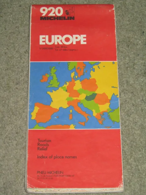 Michelin Map 920 Europe. Scale 1:3,000,000 - 1986 edition