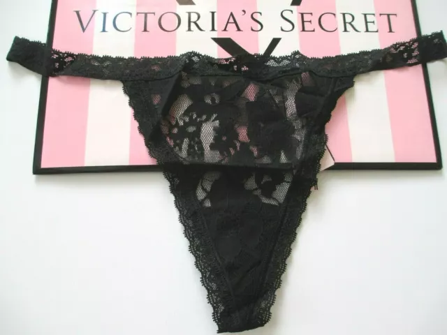 VICTORIA'S SECRET PINK Black V-String Thong Panty S M L XL 2XL
