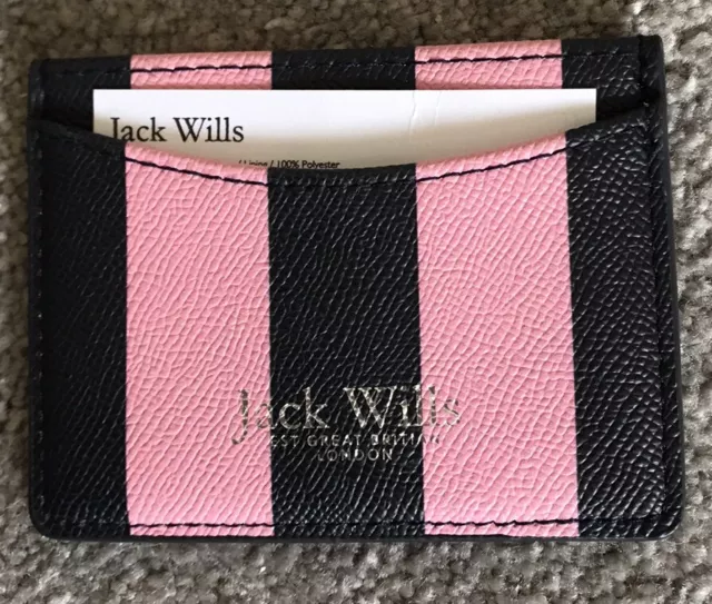 JACK WILLS Credit Card Wallet - Navy/Pink Striped - NEW