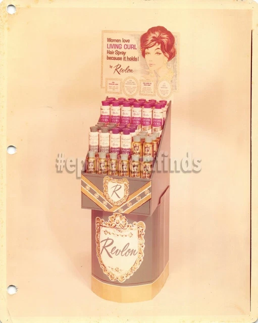 Revlon Curly Hair Spray Vintage Store Counter Display Advertising Photo
