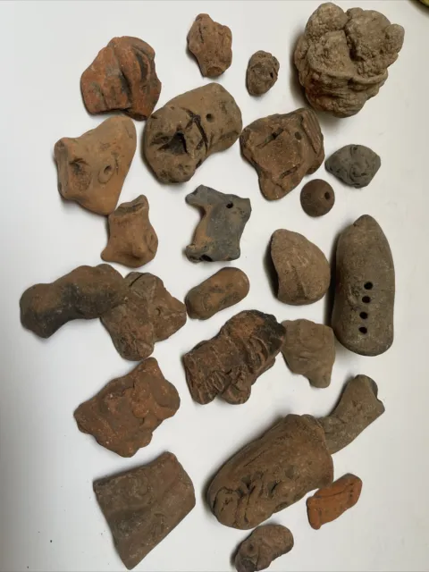 Antique Collection Of Pre Columbian Artifacts Fragments Head Body Parts Relics