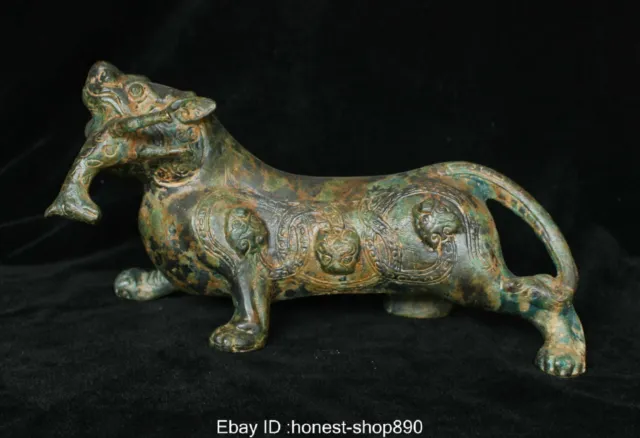 Old China Chinese Antique Bronze Ware Dynasty Animal Tiger Statue Sculpture